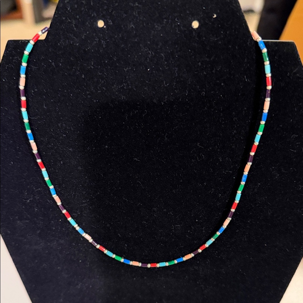 Silpada Sterling Silver Colorful Boho Bead Necklace. 16”Length.